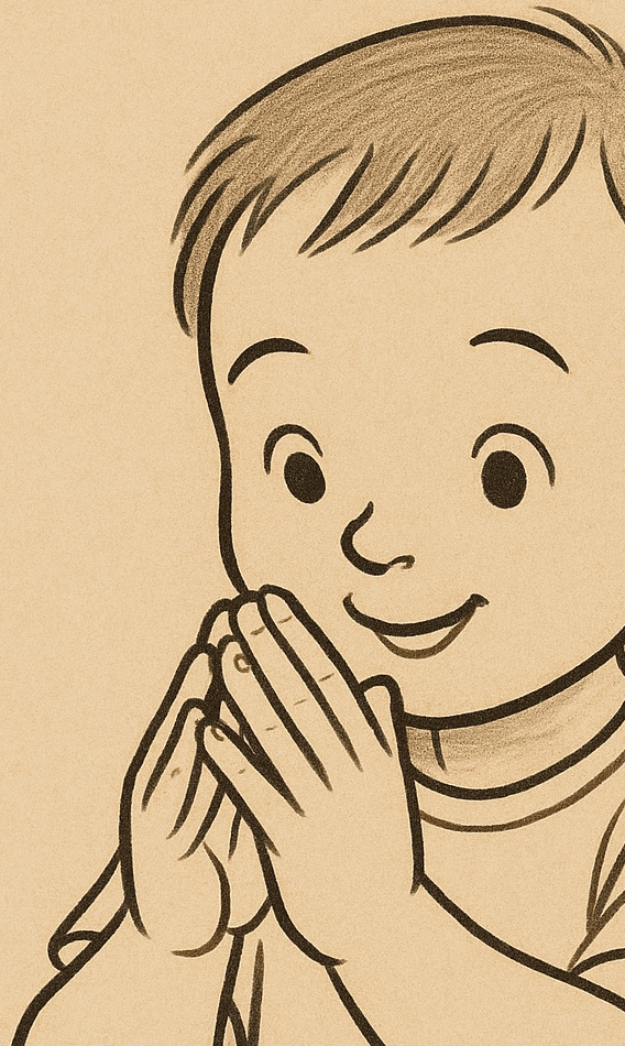 Baby touching fingertips